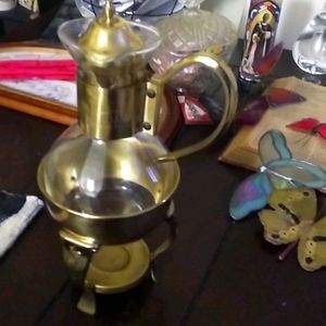 Hey brass and glass tea kettle